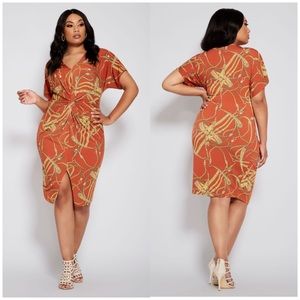 NWT CHAIN PRINT KNOT FRONT DRESS